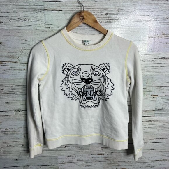 Kenzo Sweaters - KENZO Paris Tiger Sweatshirt womens white Embroidered Pullover Size xs